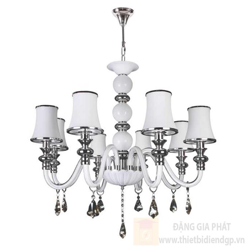 Đèn chùm nến Ø800*H700+500, E14*8 lamp, 9 crystals 1 K9